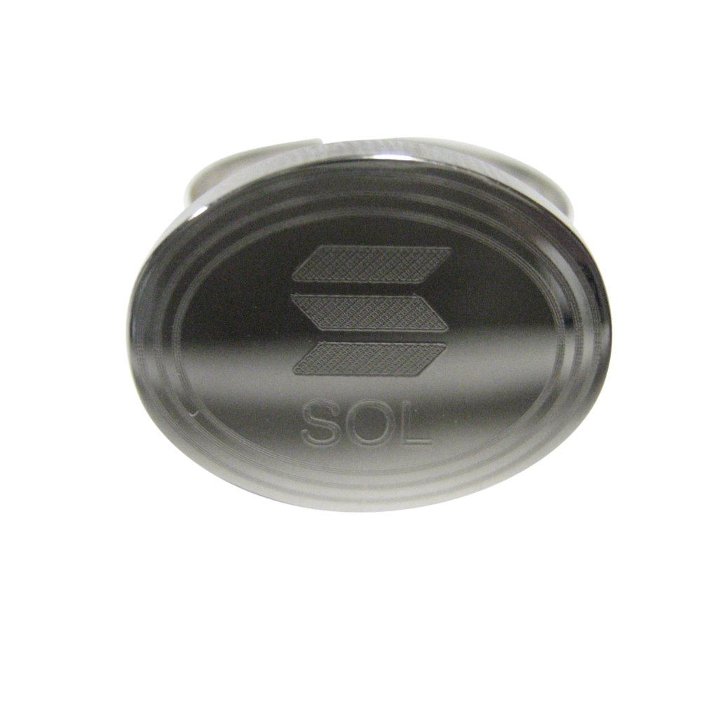 Oval Etched Solana Coin Cryptocurrency Blockchain Adjustable Size Fashion Ring 30$